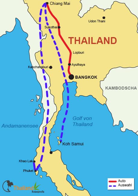 Reiseroute LT-02 : 2 Wochen Thailand Rundreise