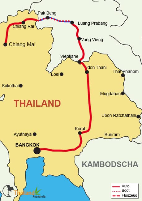 Ihre Reiseroute der Thailand Laos Rundreise